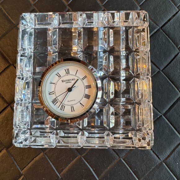 Waterford Desk Or Mantel Crystal Battery Operated Clock 3" x 3" x 1" - Picture 1 of 7